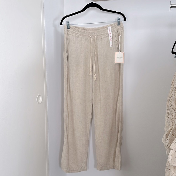 Pants - 💥 Boho Linen Rope Drawstring Beach Pants | Oatmilk
